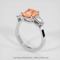 3.00 Ct. Padparadscha Sapphire Ring, 14K White Gold 2