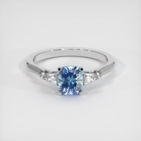 1.21 Ct. Greenish Blue Sapphire Ring, 18K White Gold 1