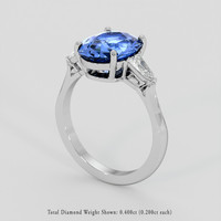 4.04 Ct. Blue Sapphire Ring, 18K White Gold 2