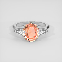3.00 Ct. Padparadscha Sapphire Ring, 18K White Gold 1