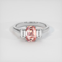 1.66 Ct. Padparadscha Sapphire Ring, 14K White Gold 1