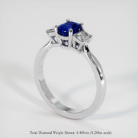 1.00 Ct. Blue Sapphire Ring, 14K White Gold 2
