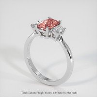 1.66 Ct. Padparadscha Sapphire Ring, 18K White Gold 2