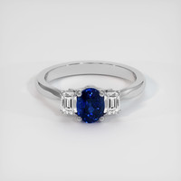 1.00 Ct. Blue Sapphire Ring, 18K White Gold 1