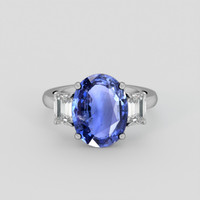 5.01 Ct. Blue Sapphire Ring, 18K White Gold 1