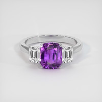 2.54 Ct. Purple Sapphire Ring, 18K White Gold 1