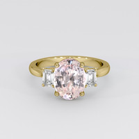 3.06 Ct. Peach Sapphire Ring, 14K Yellow Gold 1