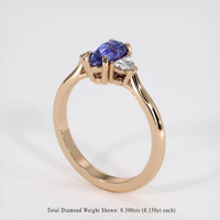 1.04 Ct. Purplish Blue Sapphire Ring, 14K Rose Gold 2