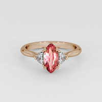 1.03 Ct. Padparadscha Sapphire Ring, 18K Rose Gold 1