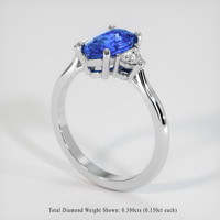 2.07 Ct. Blue Sapphire Ring, 10K White Gold 2