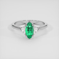 0.66 Ct. Emerald Ring, 18K White Gold 1