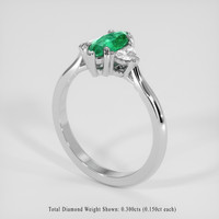 0.66 Ct. Emerald Ring, 18K White Gold 2