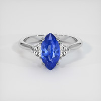 2.07 Ct. Blue Sapphire Ring, 18K White Gold 1