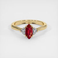 0.57 Ct. Ruby Ring, 14K Yellow Gold 1