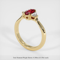 0.57 Ct. Ruby Ring, 14K Yellow Gold 2