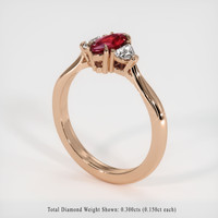 0.57 Ct. Ruby Ring, 18K Yellow Gold 2