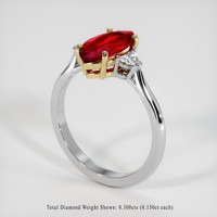 2.16 Ct. Ruby Ring, 14K Yellow & White 2