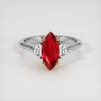 2.04 Ct. Ruby Ring, 14K Yellow & White 1