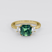 3.05 Ct. Bluish Green Sapphire Ring, 18K Yellow Gold 1