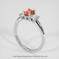 0.87 Ct. Padparadscha Sapphire Ring, Platinum 950 2