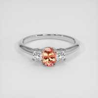 0.87 Ct. Padparadscha Sapphire Ring, 14K White Gold 1