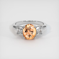 3.02 Ct. Padparadscha Sapphire Ring, 18K White Gold 1
