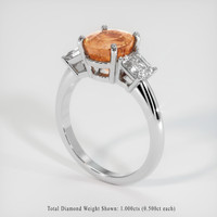 3.02 Ct. Padparadscha Sapphire Ring, 18K White Gold 2