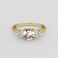 1.25 Ct. Peach Sapphire Ring, 18K Yellow Gold 1