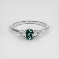 0.92 Ct. Bluish Green Sapphire Ring, 10K White Gold 1