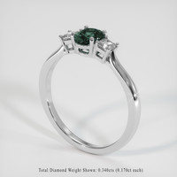 0.92 Ct. Bluish Green Sapphire Ring, 10K White Gold 2