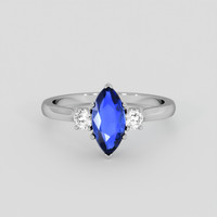 2.07 Ct. Blue Sapphire Ring, 14K White Gold 1