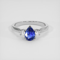 1.05 Ct. Blue Sapphire Ring, 14K White Gold 1