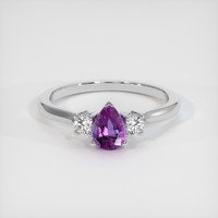 0.63 Ct. Purple Sapphire Ring, 14K White Gold 1