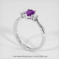 0.63 Ct. Purple Sapphire Ring, 14K White Gold 2