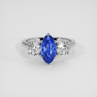 2.07 Ct. Blue Sapphire Ring, 18K White Gold 1