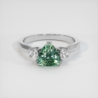 1.40 Ct. Bluish Green Sapphire Ring, 18K White Gold 1
