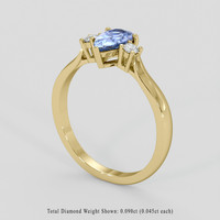 0.90 Ct. Blue Sapphire Ring, 10K Yellow Gold 2