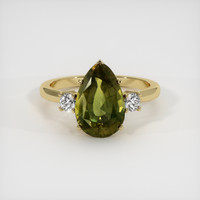 6.05 Ct. Yellowish Green Sapphire Ring, 14K Yellow Gold 1