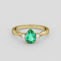 0.84 Ct. Emerald Ring, 18K Yellow Gold 1