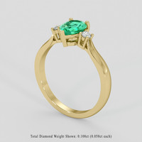 0.84 Ct. Emerald Ring, 18K Yellow Gold 2