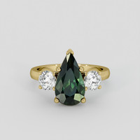 3.08 Ct. Green Sapphire Ring, 18K Yellow Gold 1