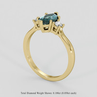 0.97 Ct. Bluish Green Sapphire Ring, 18K Yellow Gold 2