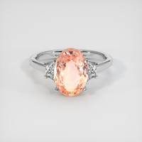 3.51 Ct. Padparadscha Sapphire Ring, 14K White Gold 1
