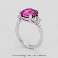 5.08 Ct. Purplish Pink Sapphire Ring, 18K White Gold 2