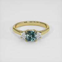 1.25 Ct. Greenish Blue Sapphire Ring, 10K Yellow Gold 1