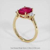3.04 Ct. Pinkish Red Rubellite Tourmaline Ring, 14K Yellow Gold 2