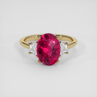 3.04 Ct. Pinkish Red Rubellite Tourmaline Ring, 18K Yellow Gold 1