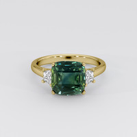 4.51 Ct. Bluish Green Sapphire Ring, 18K Yellow Gold 1