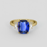 3.38 Ct. Blue Sapphire Ring, 18K Yellow Gold 1
