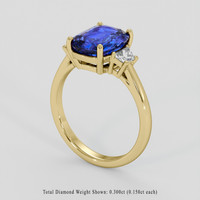 3.38 Ct. Blue Sapphire Ring, 18K Yellow Gold 2